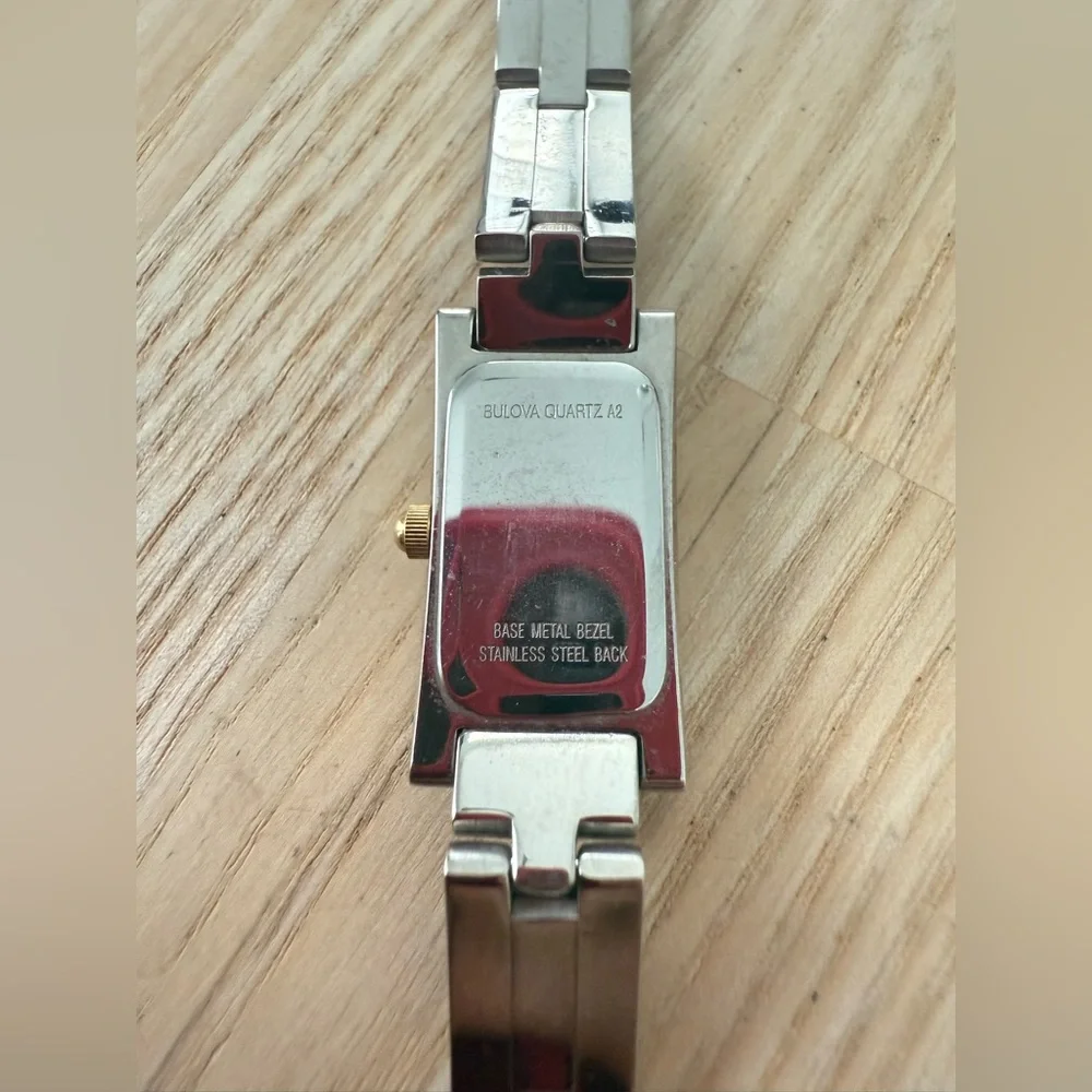 Bulova ladies rectangular two tone dress watch NEW BATTERY